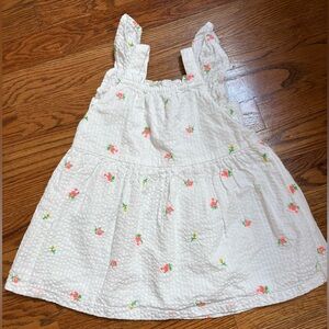 Gap White Seersucker Floral Sundress - Pink & Green Embroidery 18-24M